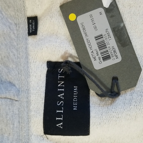 ALL SAINTS METTA HOODY IN GREY SIZE MEDIUM - Picture 7 of 8